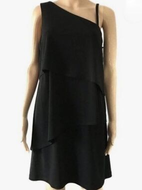 $22 Vince Camuto Size 10 One-Shoulder Asymmetrical Tiered Shift Dress EUC